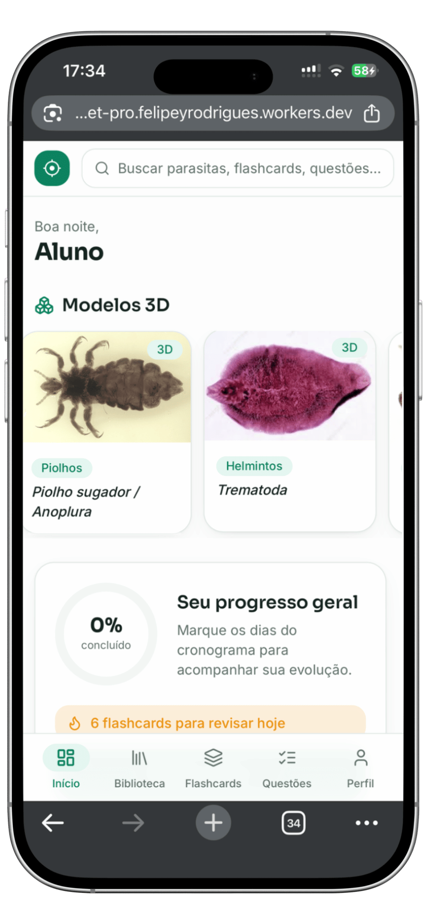 Tela inicial do app